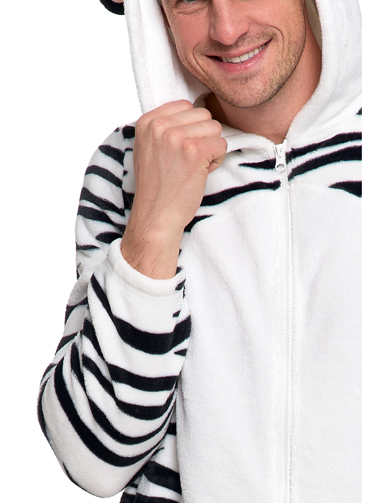 Kocobluzy - Onesie piżama jednoczęściowa unisex w zebrę CZARNY - produkt moraj.pl 4