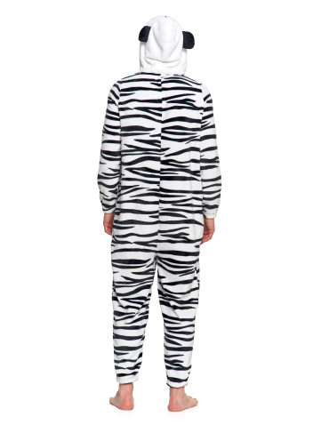 Kocobluzy - Onesie piżama jednoczęściowa unisex w zebrę CZARNY - produkt 5