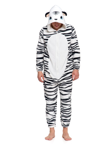 Kocobluzy - Onesie piżama jednoczęściowa unisex w zebrę CZARNY - produkt 8