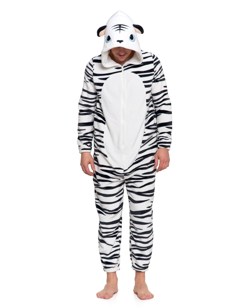 Kocobluzy - Onesie piżama jednoczęściowa unisex w zebrę CZARNY - produkt moraj.pl 8