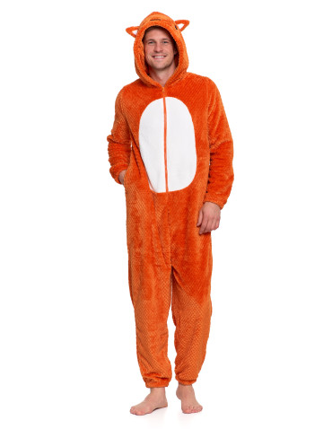 Kocobluzy - Onesie unisex piżama jednoczęściowa z kapturem lisek POMARAŃCZOWY - produkt 5
