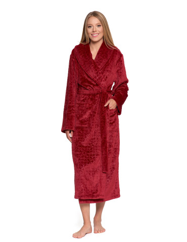 Ciepły szlafrok damski długi z tłoczonym wzorem  - produkt 2