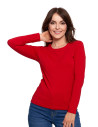 Bluzka damska z długim rękawem bawełniana gładka MALINOWY