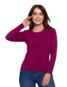 Bluzka damska z długim rękawem bawełniana gładka FIOLETOWY