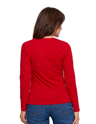 Bluzki i koszule - Bluzka damska z długim rękawem bawełniana gładka CIEMNY ZIELONY - produkt 29