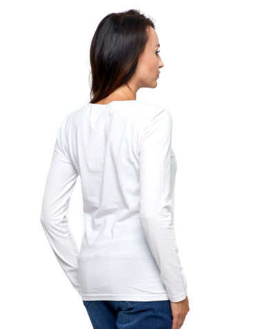 Bluzki i koszule - Bluzka damska z długim rękawem bawełniana gładka CIEMNY ZIELONY - produkt 47