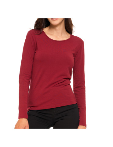 Bluzki i koszule - Bluzka damska z długim rękawem bawełniana gładka CIEMNY ZIELONY - produkt 68