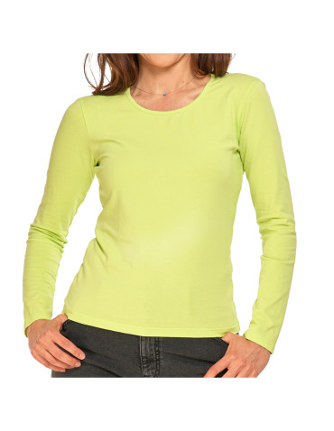 Bluzki i koszule - Bluzka damska z długim rękawem bawełniana gładka ZIELONY - produkt 4