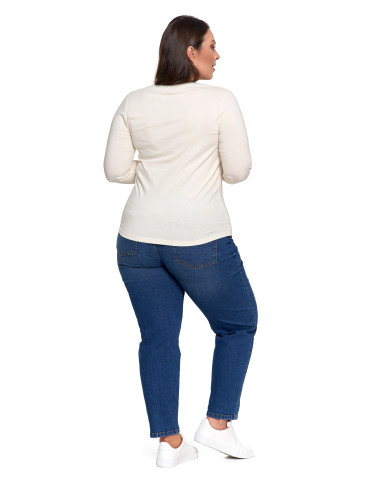 Bluzki i koszule - Bluzka damska z długim rękawem bawełniana gładka CIEMNY ZIELONY - produkt 92