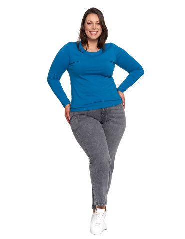 Bluzki i koszule - Bluzka damska z długim rękawem bawełniana gładka CIEMNY ZIELONY - produkt 111