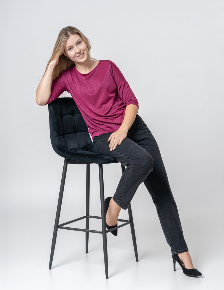 Bluzki i koszule - Bluzka damska błyszcząca z rękawem 3/4 FUKSJA  - produkt moraj.pl 14