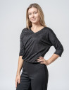 Damska bluzka błyszcząca o kroju bombki CZARNY