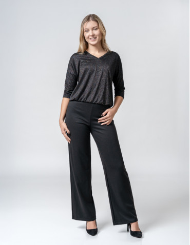 Bluzki i koszule - Damska bluzka błyszcząca o kroju bombki CZARNY - produkt 6