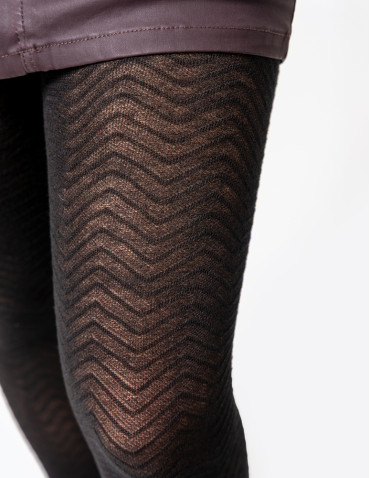 Rajstopy - Bawełniane rajstopy damskie z wzorem 90 DEN CZARNY - produkt 3