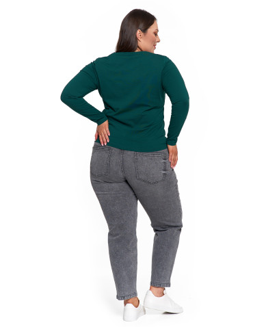 Bluzki i koszule - Bluzka damska z długim rękawem bawełniana gładka ZIELONY - produkt 10