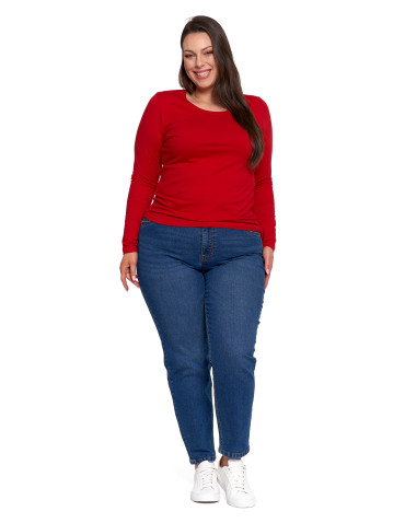 Bluzki i koszule - Bluzka damska z długim rękawem bawełniana gładka CIEMNY ZIELONY - produkt 120