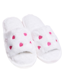 Damskie kapcie domowe futrzane z serduszkami