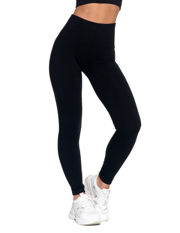 Legginsy - Legginsy damskie ocieplane z wysokim stanem i szerokim pasem CZARNY - produkt 3