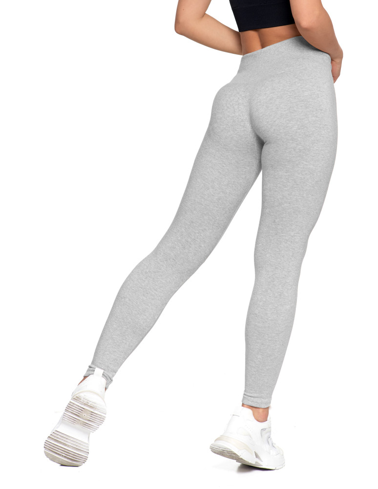 Legginsy - Legginsy damskie ocieplane z wysokim stanem i szerokim pasem SZARY - produkt moraj.pl 3