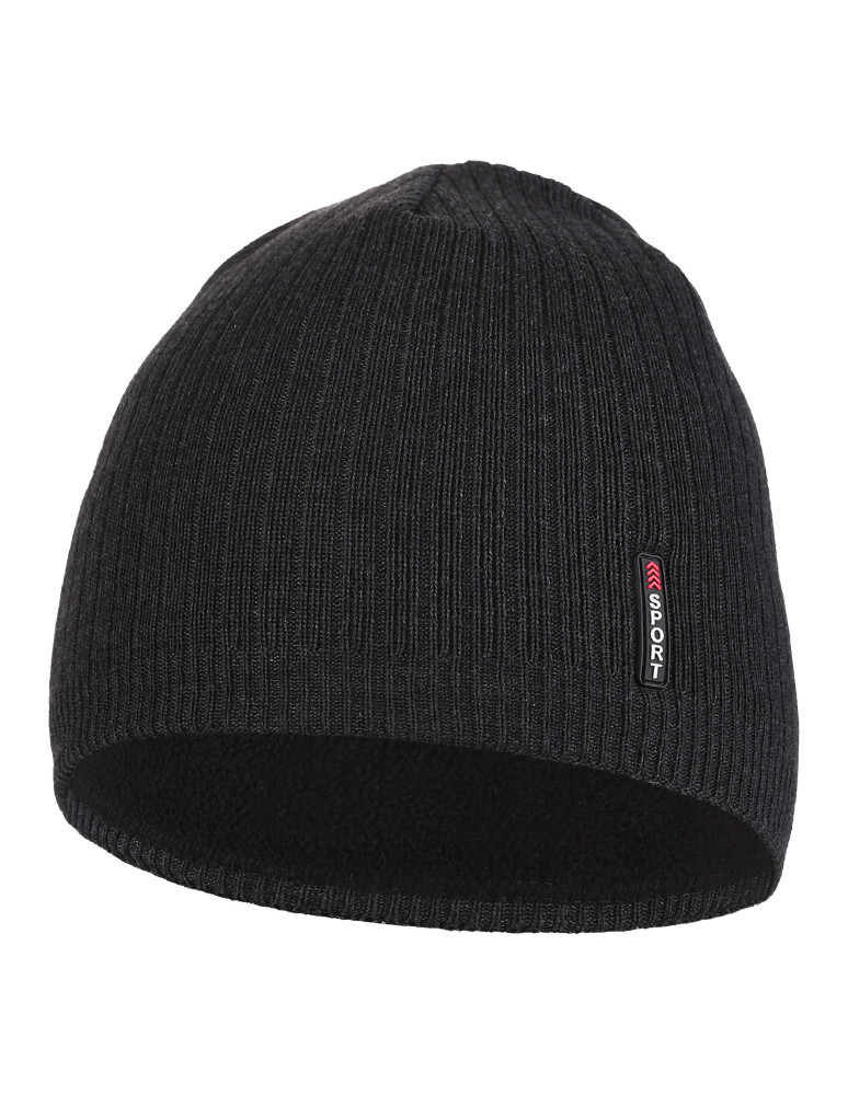 Czapki - Czapka męska zimowa z ociepleniem polarowym GRAFITOWY - produkt moraj.pl 1