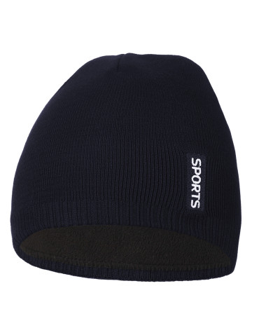 Czapki - Czapka zimowa męska z ociepleniem polarowym GRANATOWY - produkt 2