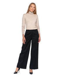 Damskie eleganckie spodnie w kant z szeroką nogawką