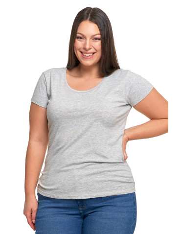 Koszulki i topy - T-shirt damski z okrągłym dekoltem plus size KHAKI - produkt 65