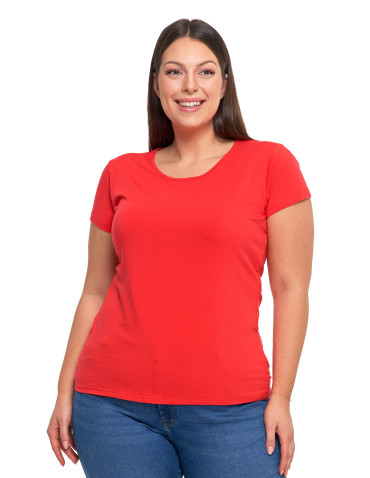 Koszulki i topy - T-shirt damski z okrągłym dekoltem plus size KHAKI - produkt 66