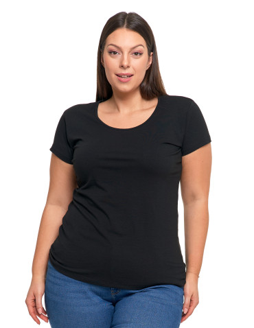 Koszulki i topy - T-shirt damski z okrągłym dekoltem plus size KHAKI - produkt 70