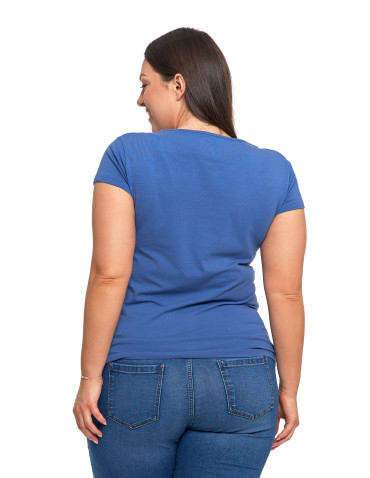 Koszulki i topy - T-shirt damski z okrągłym dekoltem plus size KHAKI - produkt 72