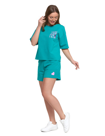 Koszulki i topy - T-shirt damski o luźnym kroju z napisami ZIELONY - produkt 1