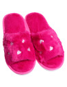 Damskie kapcie domowe futrzane z serduszkami RÓŻOWY