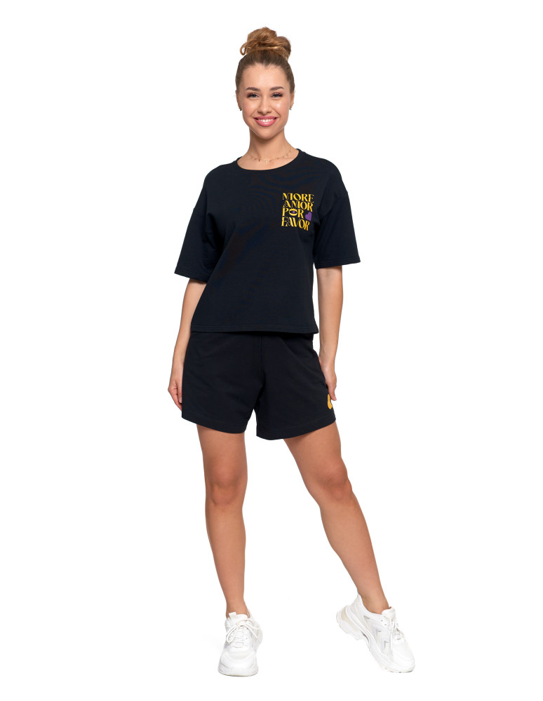 Koszulki i topy - T-shirt damski o luźnym kroju z napisami CZARNY  - produkt moraj.pl 4