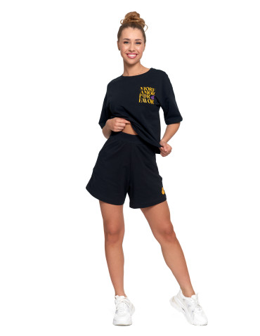 Koszulki i topy - T-shirt damski o luźnym kroju z napisami CZARNY - produkt 5