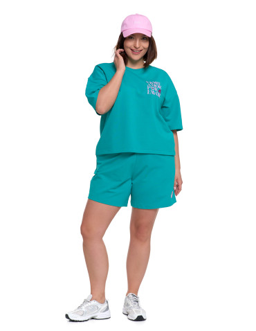 Koszulki i topy - T-shirt damski o luźnym kroju z napisami ZIELONY - produkt 3