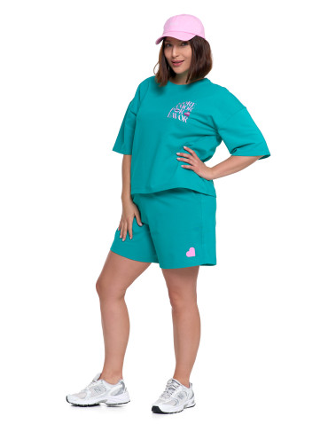 Koszulki i topy - T-shirt damski o luźnym kroju z napisami ZIELONY - produkt 5