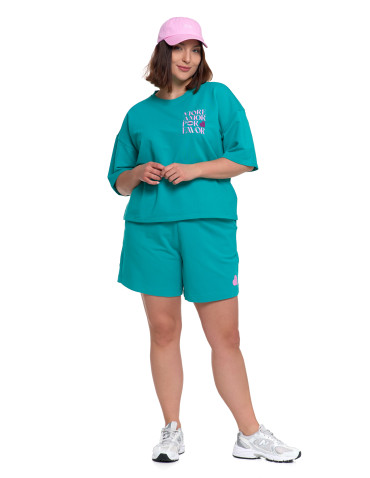 Koszulki i topy - T-shirt damski o luźnym kroju z napisami ZIELONY - produkt 6