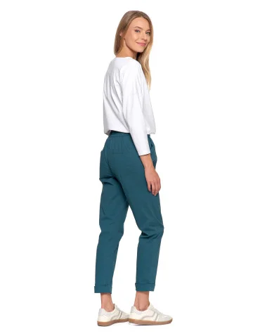 Spodnie damskie jogger w stylu casual z bawełny - ZIELONY - produkt 2