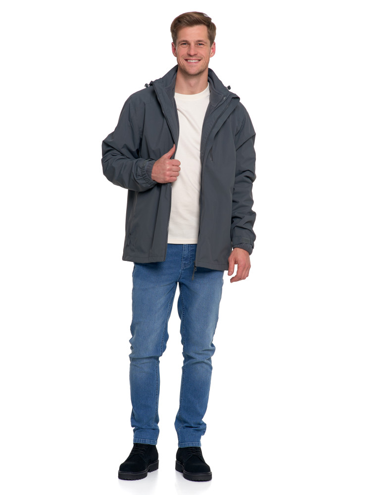 Odzież wierzchnia - Męska kurtka wodoodporna z odpinanym polarem i kapturem 3w1 GRAFIT - produkt moraj.pl 2