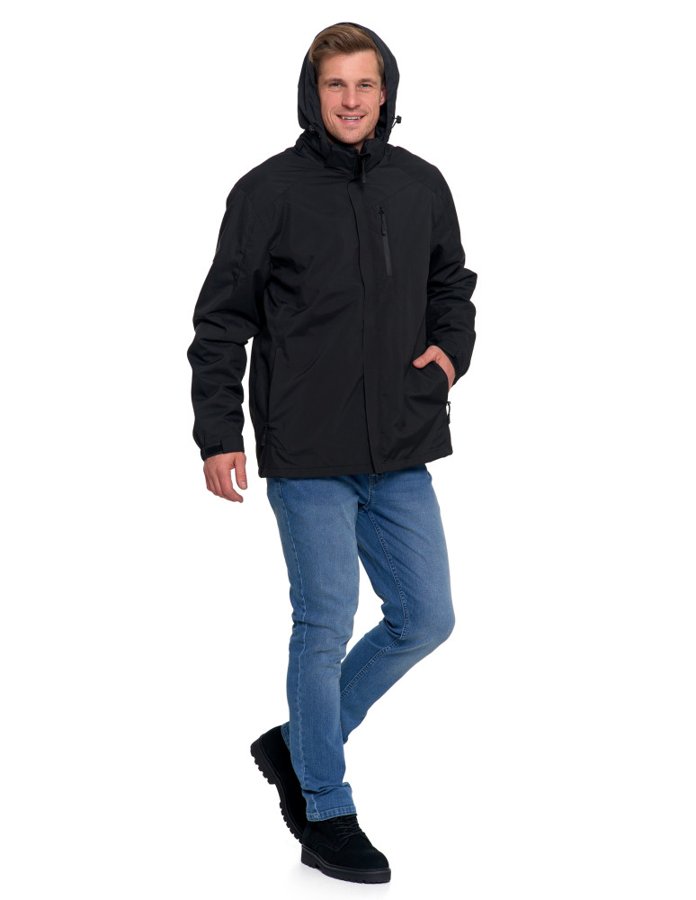 Odzież wierzchnia - Męska kurtka wodoodporna z odpinanym polarem i kapturem 3w1 CZARNY - produkt moraj.pl 2