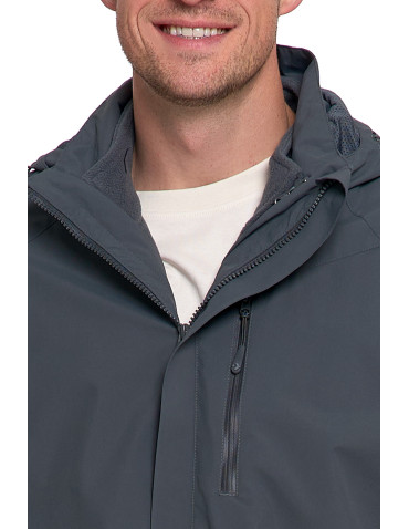 Odzież wierzchnia - Męska kurtka wodoodporna z odpinanym polarem i kapturem 3w1 GRAFIT - produkt 4