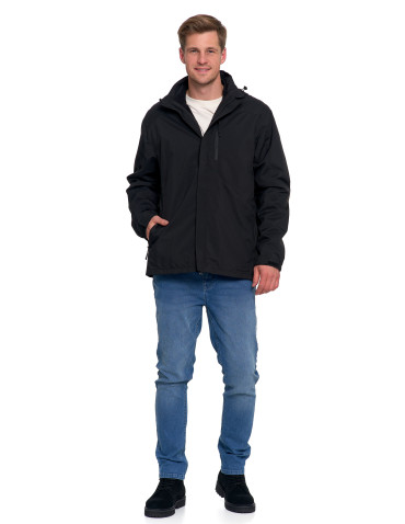 Odzież wierzchnia - Męska kurtka wodoodporna z odpinanym polarem i kapturem 3w1 CZARNY - produkt 9