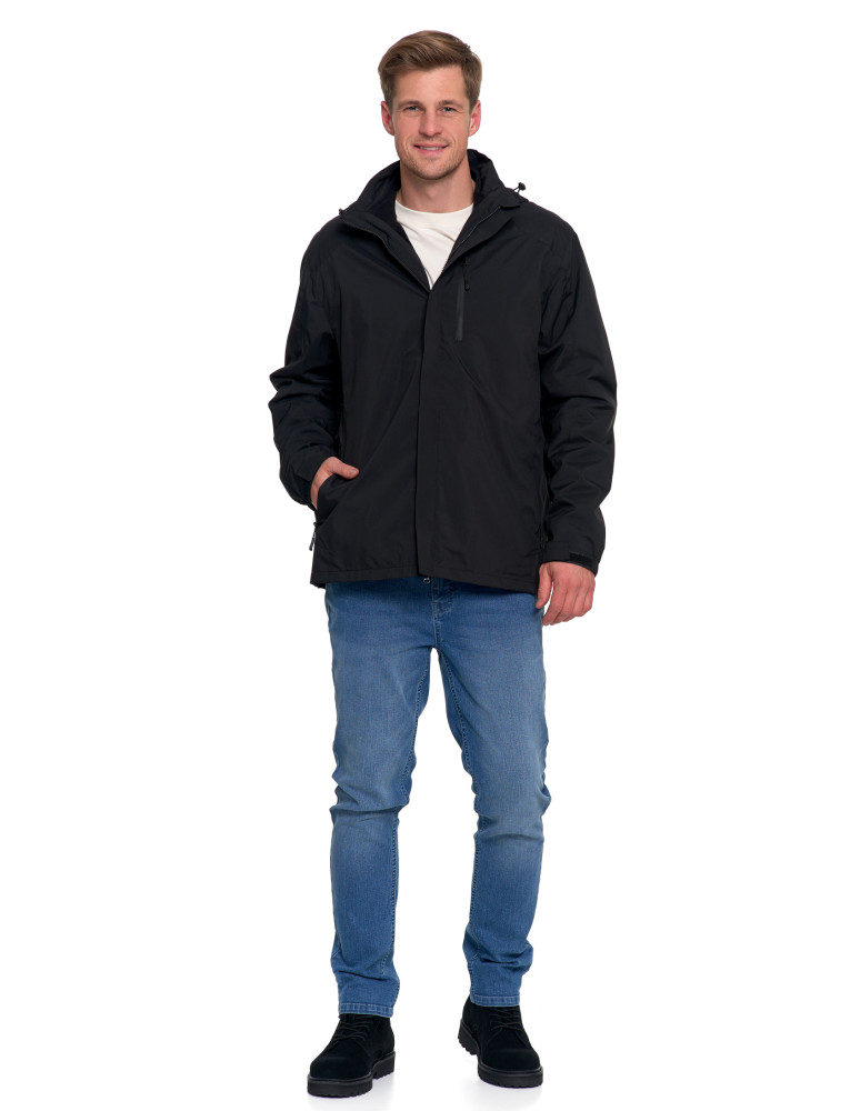 Odzież wierzchnia - Męska kurtka wodoodporna z odpinanym polarem i kapturem 3w1 CZARNY - produkt moraj.pl 9