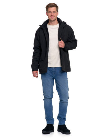 Odzież wierzchnia - Męska kurtka wodoodporna z odpinanym polarem i kapturem 3w1 CZARNY - produkt 10
