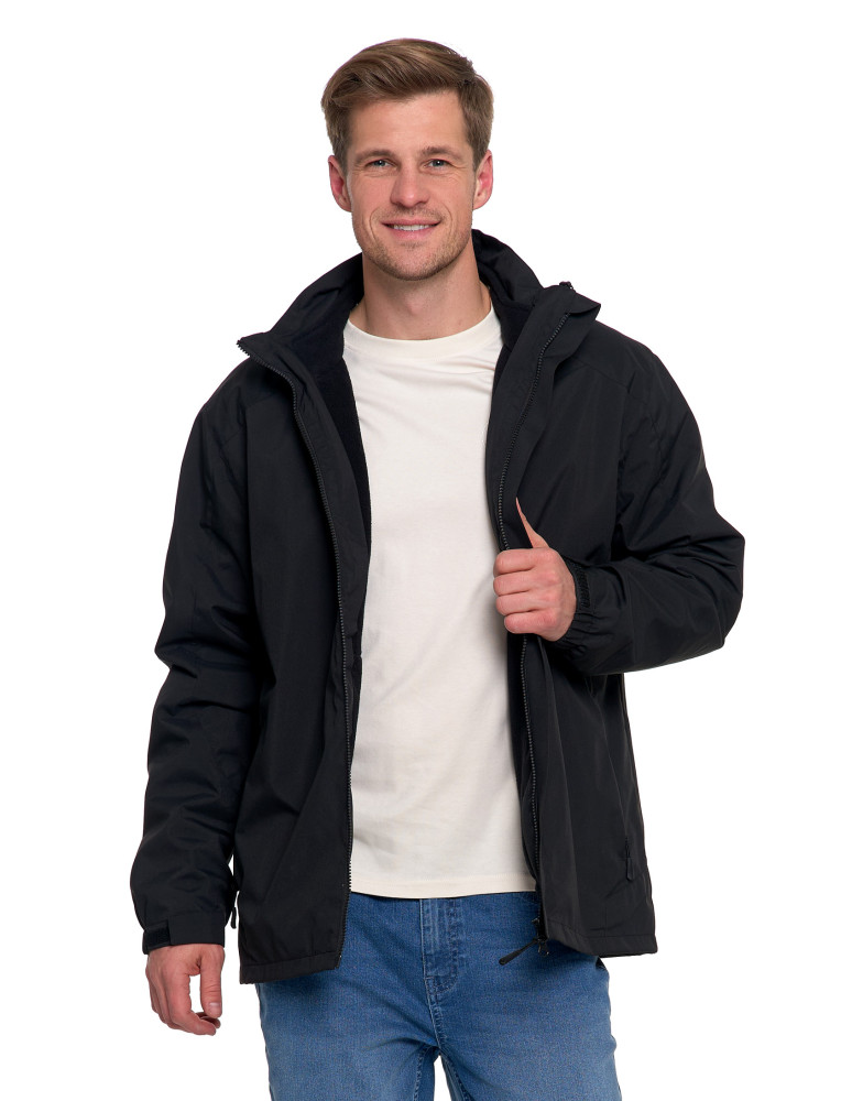 Odzież wierzchnia - Męska kurtka wodoodporna z odpinanym polarem i kapturem 3w1 CZARNY - produkt moraj.pl 15