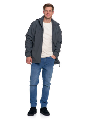 Odzież wierzchnia - Męska kurtka wodoodporna z odpinanym polarem i kapturem 3w1 GRAFIT - produkt 9