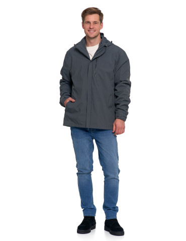 Odzież wierzchnia - Męska kurtka wodoodporna z odpinanym polarem i kapturem 3w1 GRAFIT - produkt 10