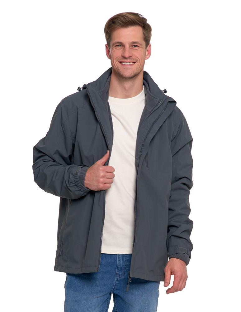 Odzież wierzchnia - Męska kurtka wodoodporna z odpinanym polarem i kapturem 3w1 GRAFIT - produkt moraj.pl 12