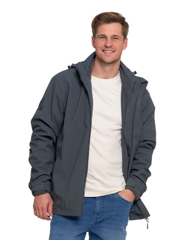 Odzież wierzchnia - Męska kurtka wodoodporna z odpinanym polarem i kapturem 3w1 GRAFIT - produkt 13