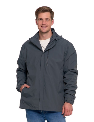 Odzież wierzchnia - Męska kurtka wodoodporna z odpinanym polarem i kapturem 3w1 GRAFIT - produkt 14